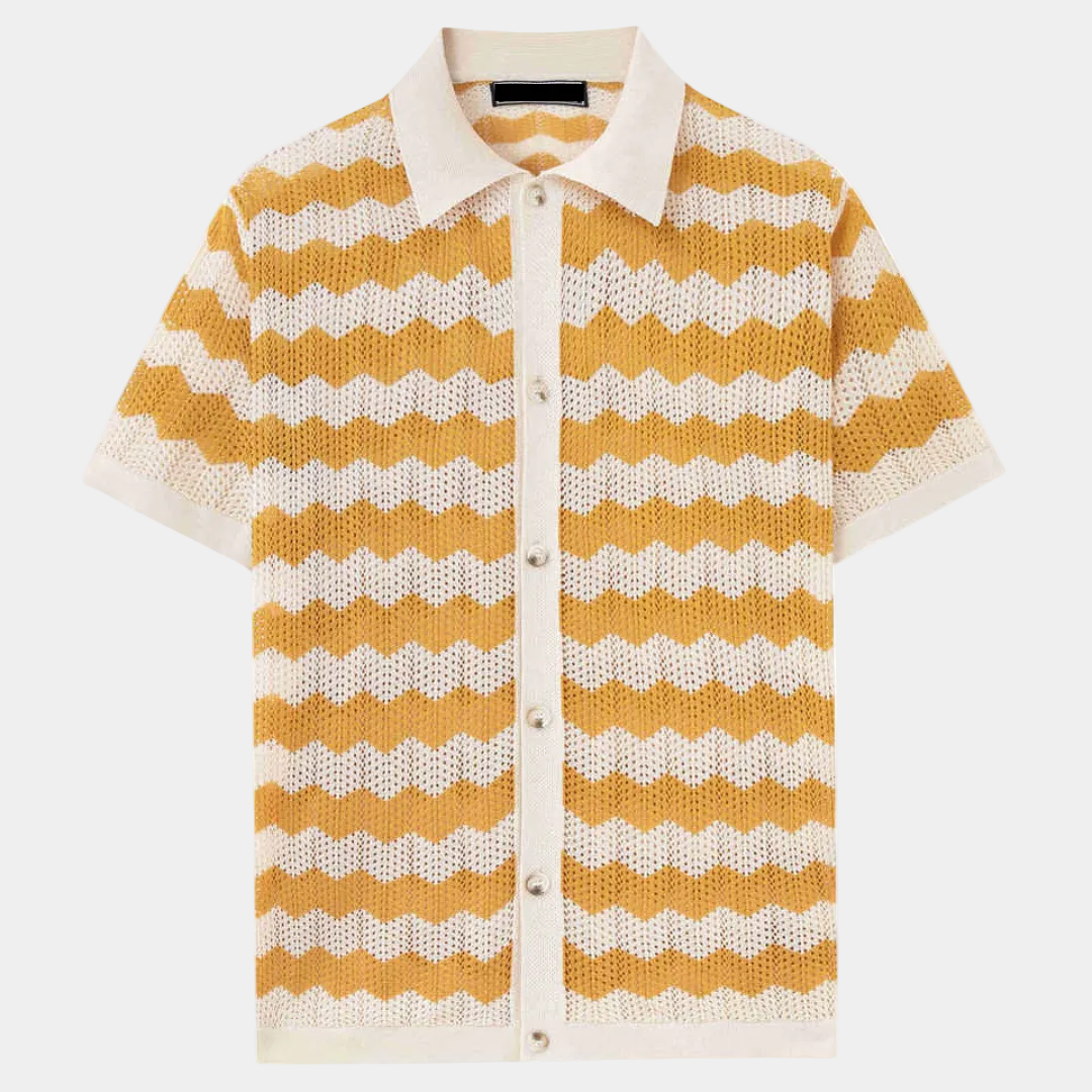 Men's Striped Knit Polo Shirt