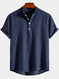 Men's Striped Mandarin Collar Shirt