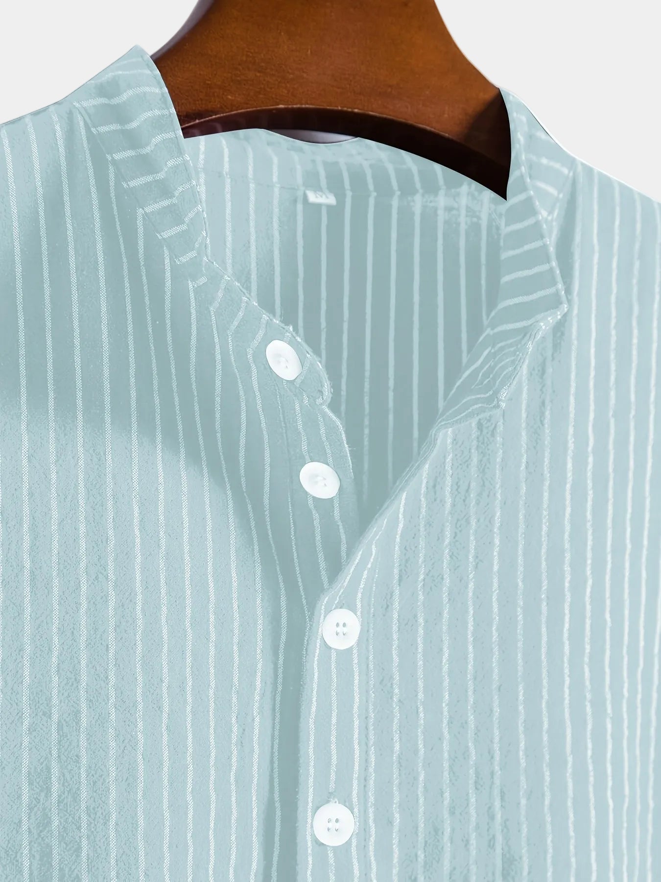 Men's Striped Mandarin Collar Shirt