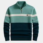Men's Striped Quarter-Zip Sweater