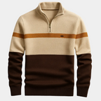 Men's Striped Quarter-Zip Sweater