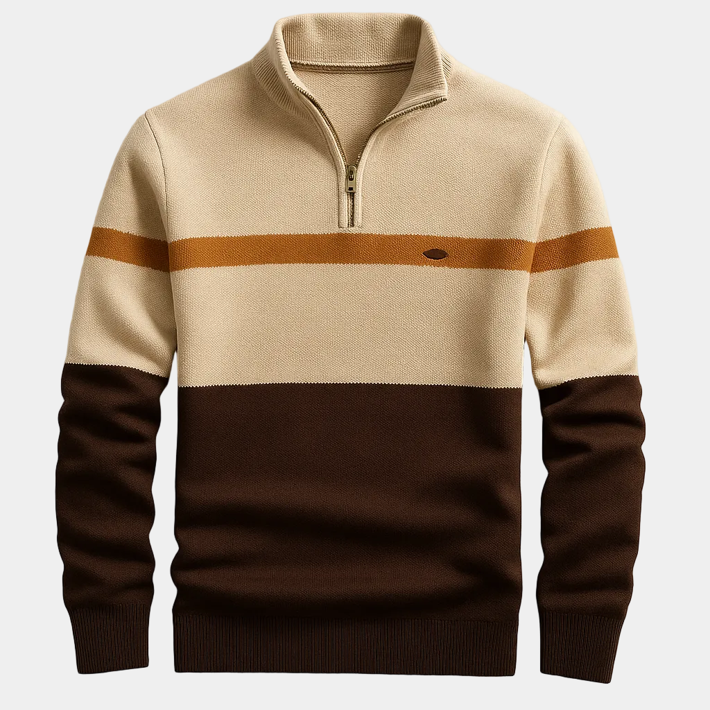 Men's Striped Quarter-Zip Sweater
