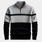 Men's Striped Quarter-Zip Sweater