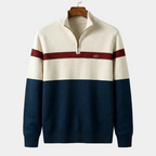 Men's Striped Quarter-Zip Sweater