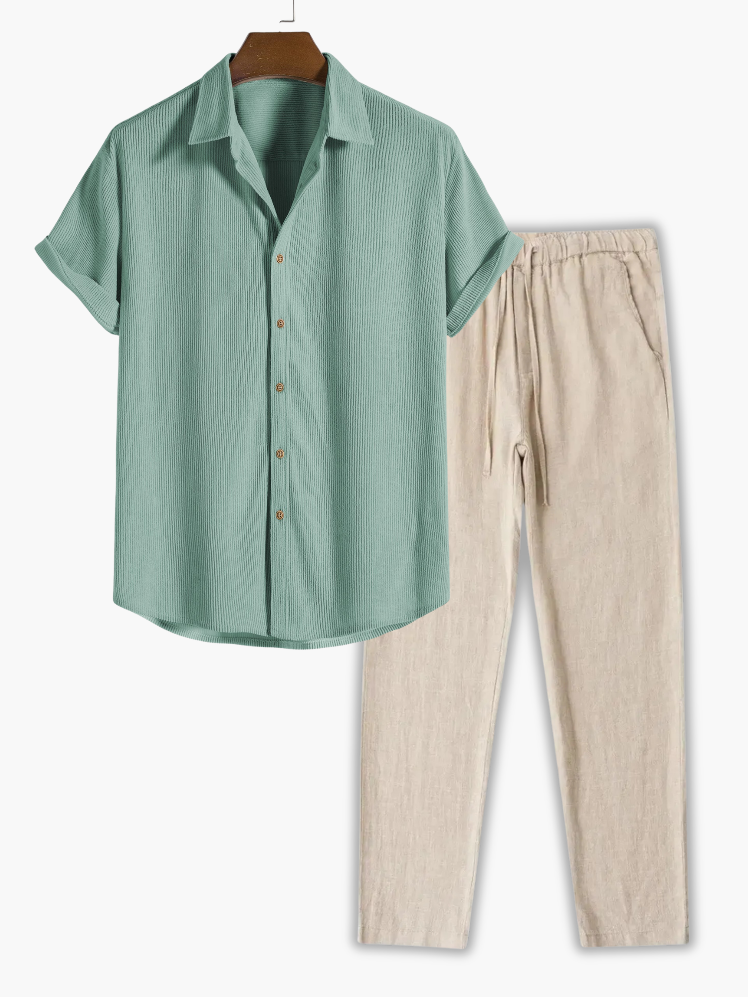 Men's Striped Shirt and Drawstring Pants Set