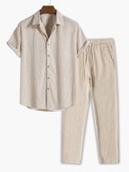 Men's Striped Shirt and Drawstring Pants Set