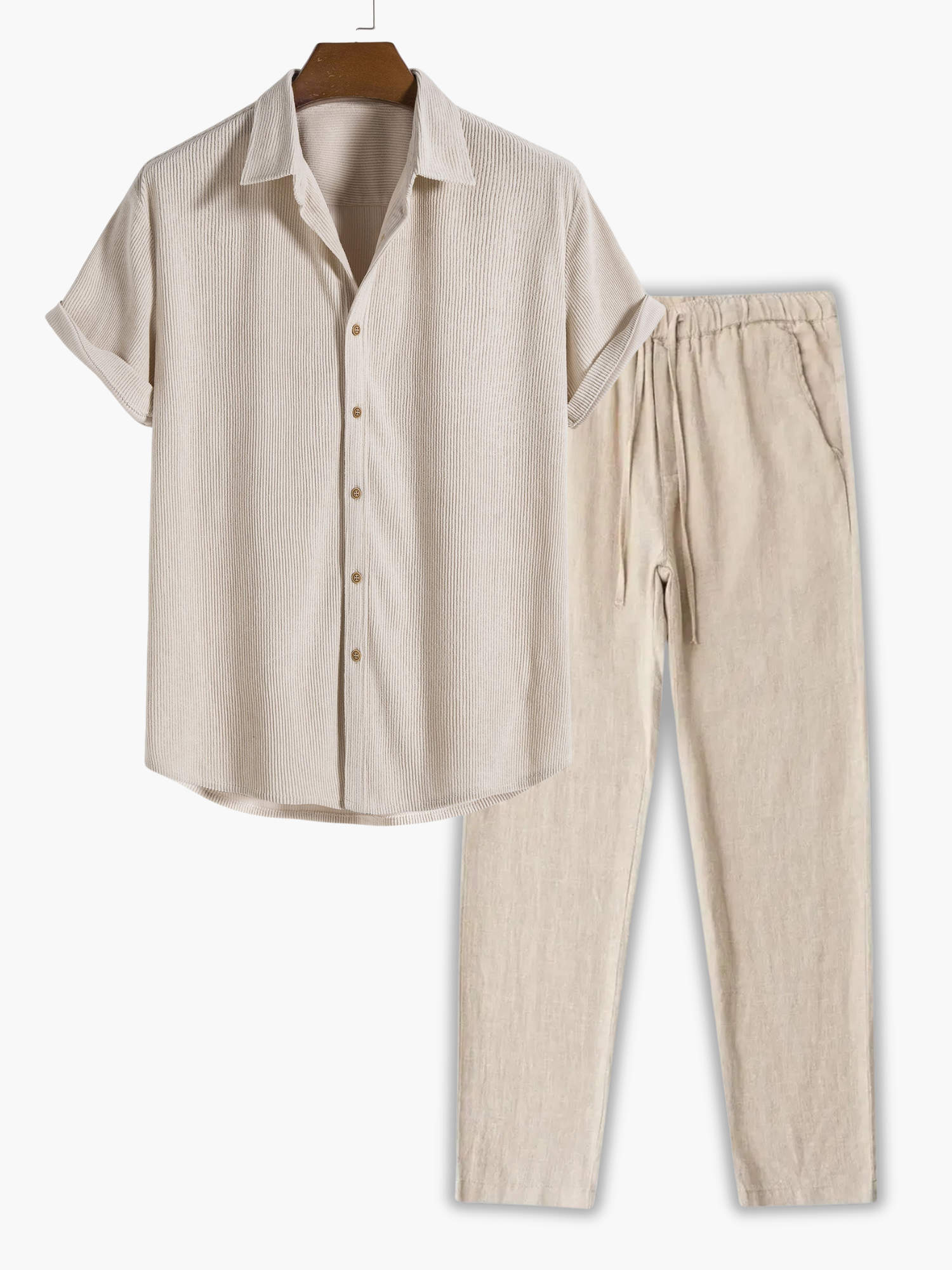 Men's Striped Shirt and Drawstring Pants Set