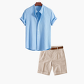 Men's Striped Shirt and Pleated Shorts Set