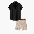Men's Striped Shirt and Pleated Shorts Set