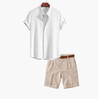 Men's Striped Shirt and Pleated Shorts Set