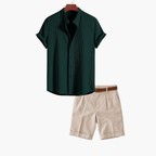 Men's Striped Shirt and Pleated Shorts Set