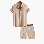 Men's Striped Shirt and Pleated Shorts Set