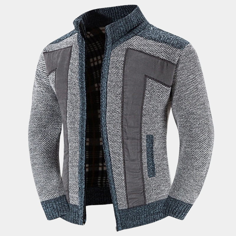 Men's Structured High Collar Knit Cardigan