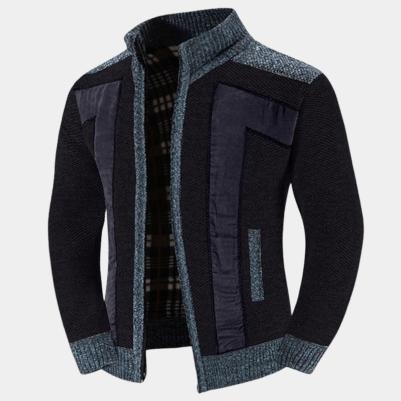 Men's Structured High Collar Knit Cardigan
