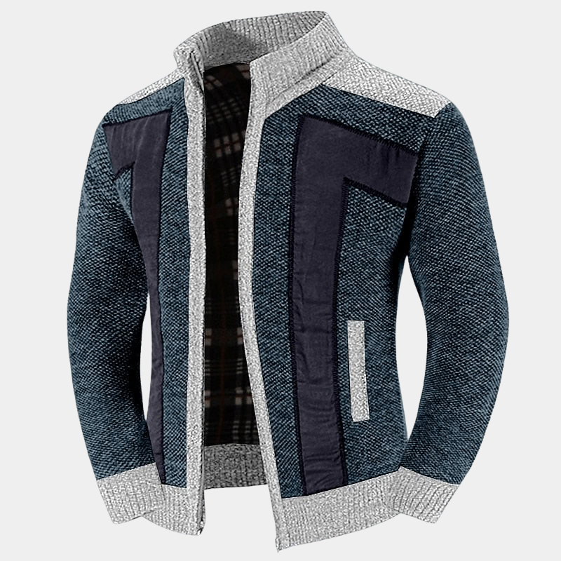 Men's Structured High Collar Knit Cardigan
