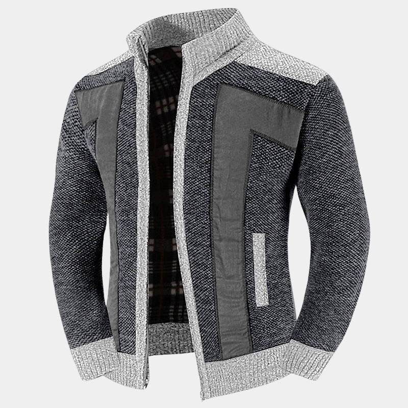 Men's Structured High Collar Knit Cardigan