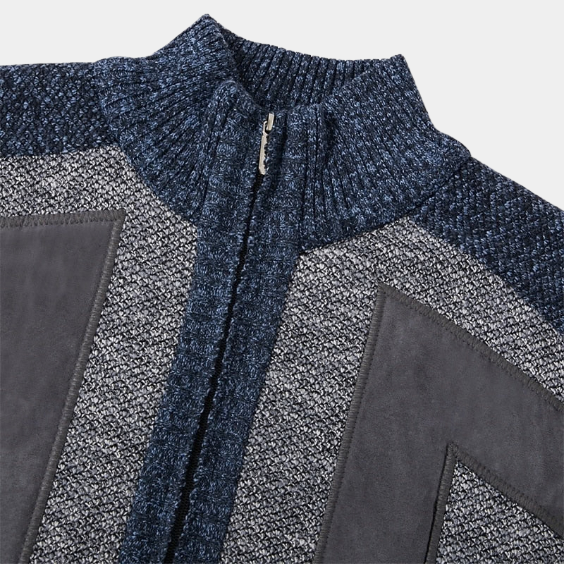 Men's Structured High Collar Knit Cardigan