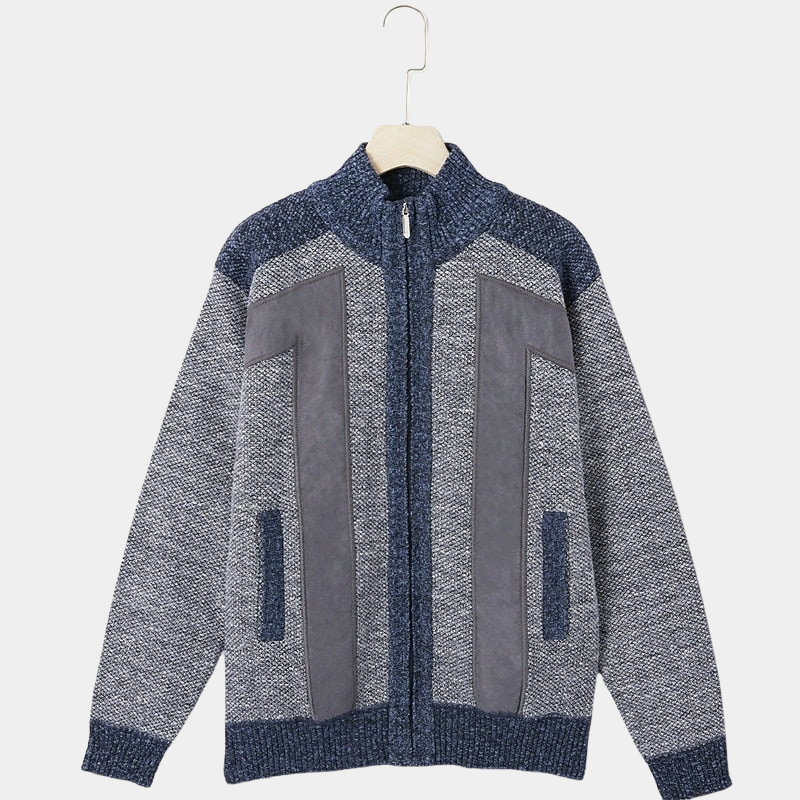 Men's Structured High Collar Knit Cardigan