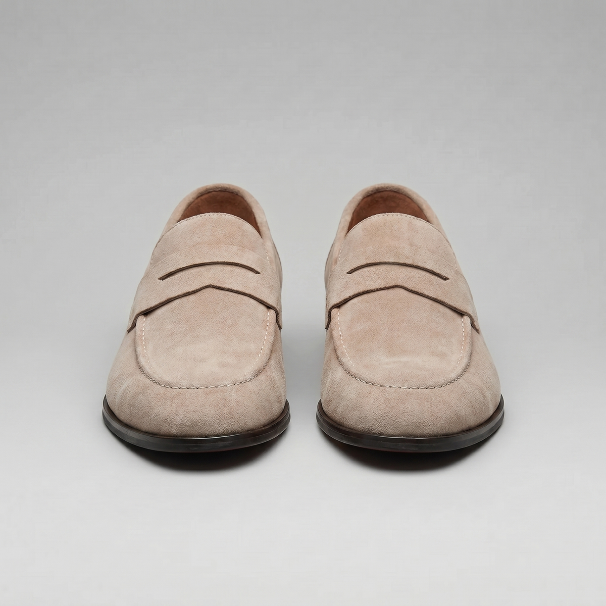 Men's Suede Apron-Toe Penny Loafers