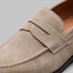 Men's Suede Apron-Toe Penny Loafers