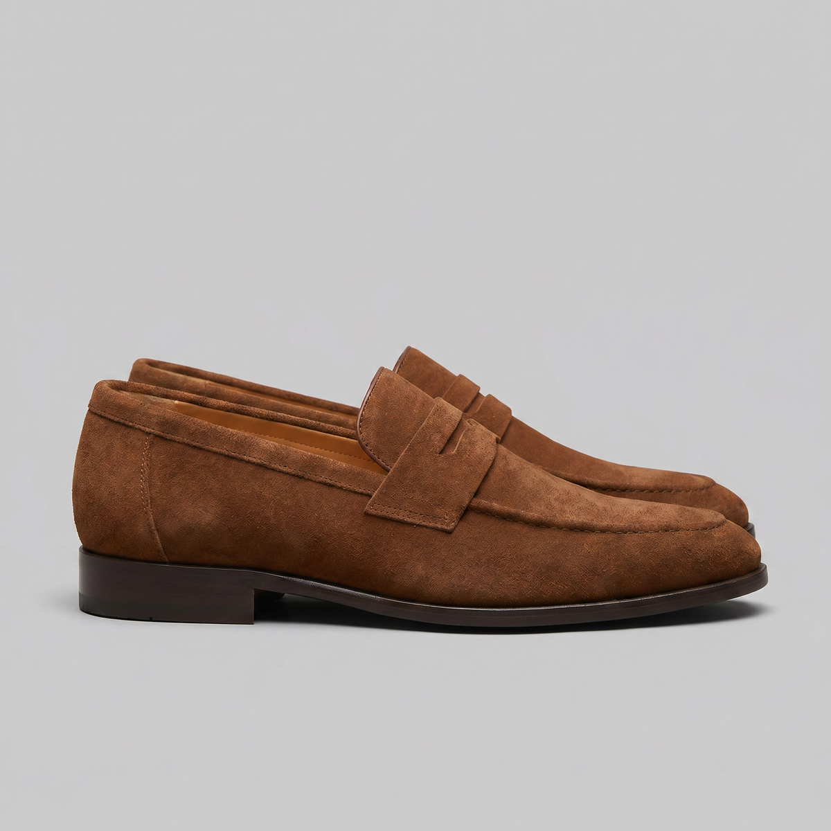 Men's Suede Apron-Toe Penny Loafers