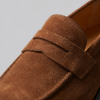 Men's Suede Apron-Toe Penny Loafers