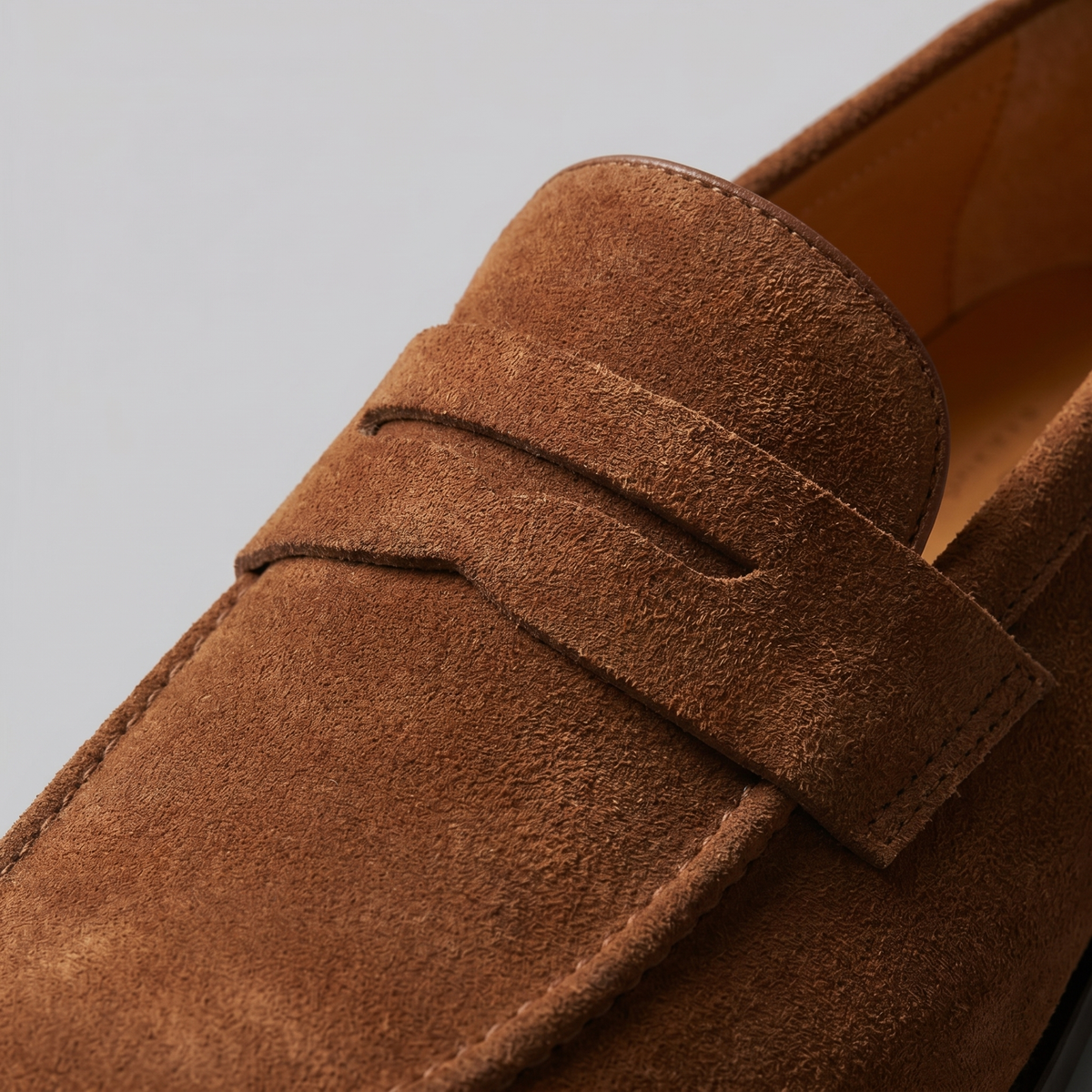 Men's Suede Apron-Toe Penny Loafers