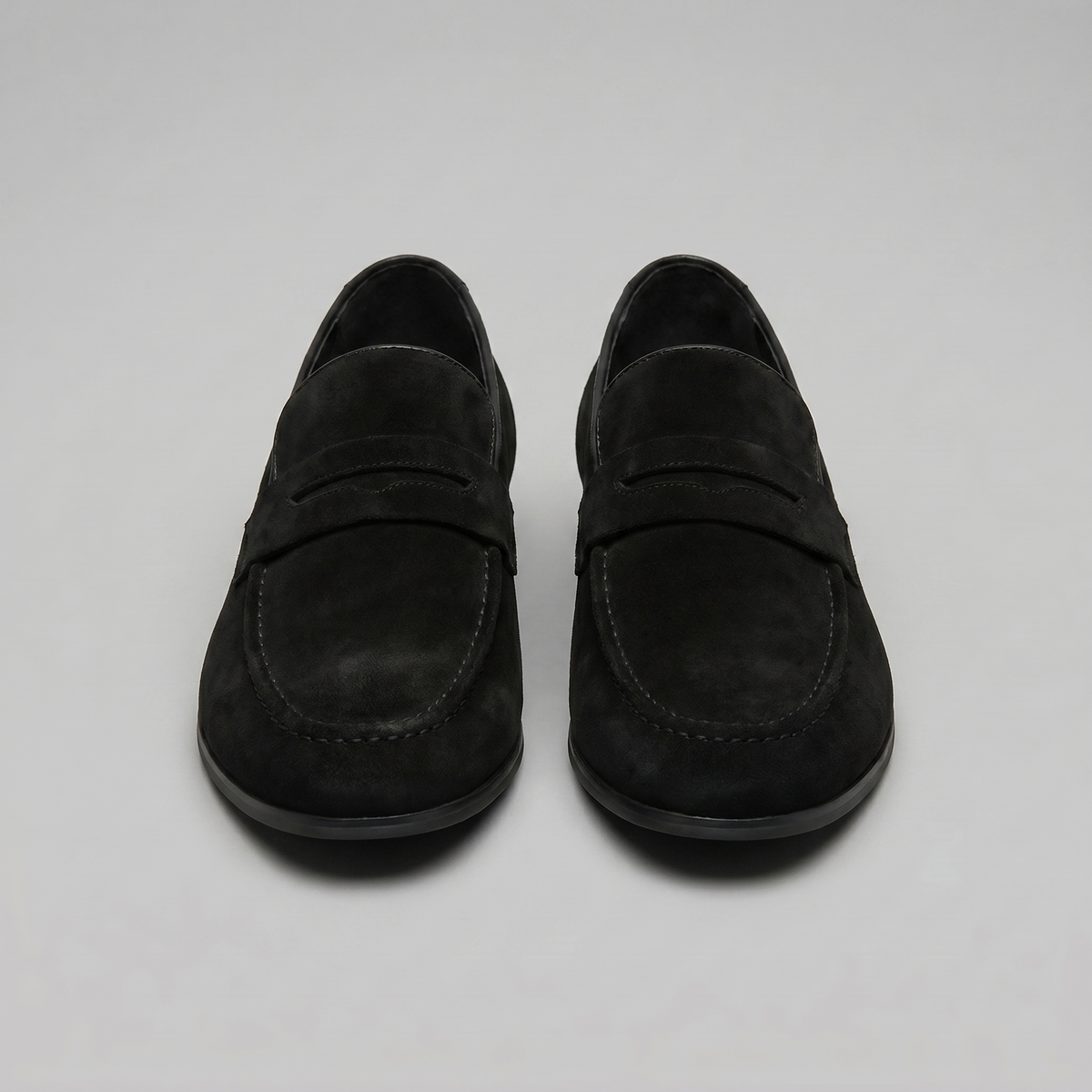 Men's Suede Apron-Toe Penny Loafers