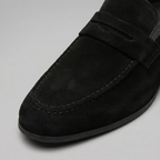 Men's Suede Apron-Toe Penny Loafers