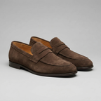 Men's Suede Apron-Toe Penny Loafers