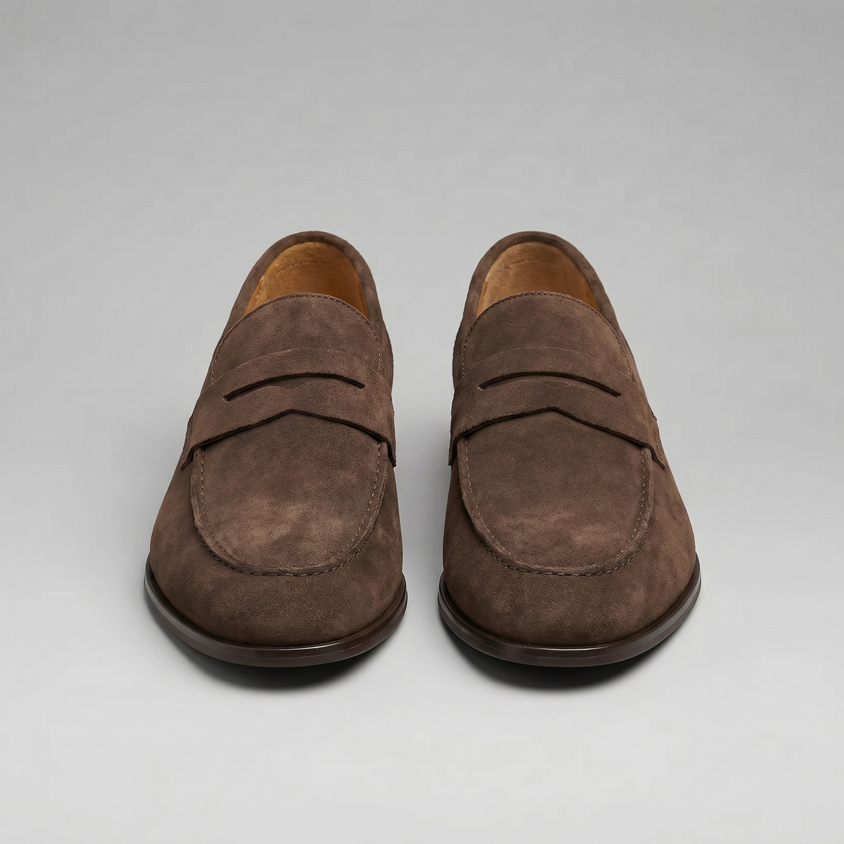 Men's Suede Apron-Toe Penny Loafers