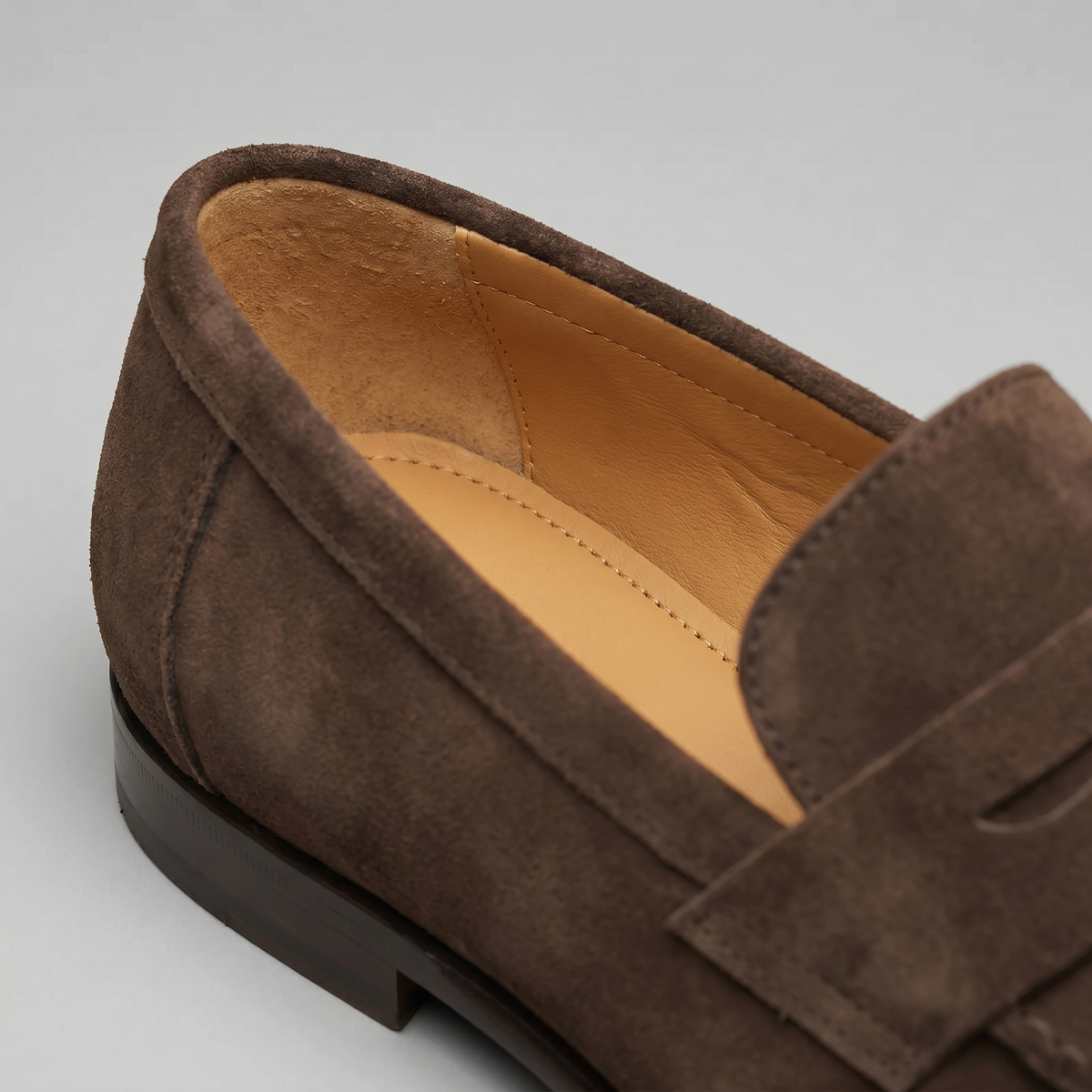 Men's Suede Apron-Toe Penny Loafers