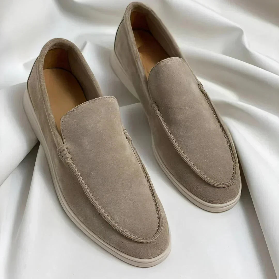 Men's Suede Apron-Toe Thick Sole Loafers