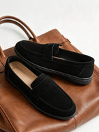 Men's Suede Classic Apron-Toe Penny Loafers
