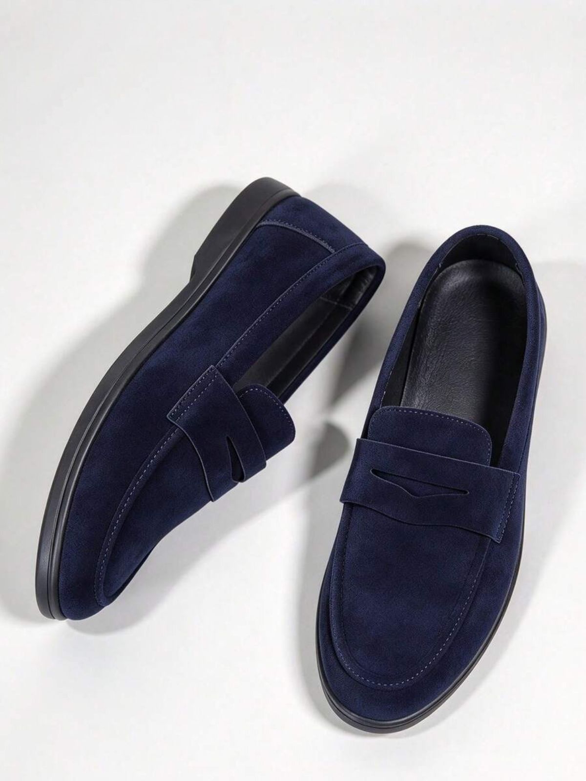 Men's Suede Classic Apron-Toe Penny Loafers