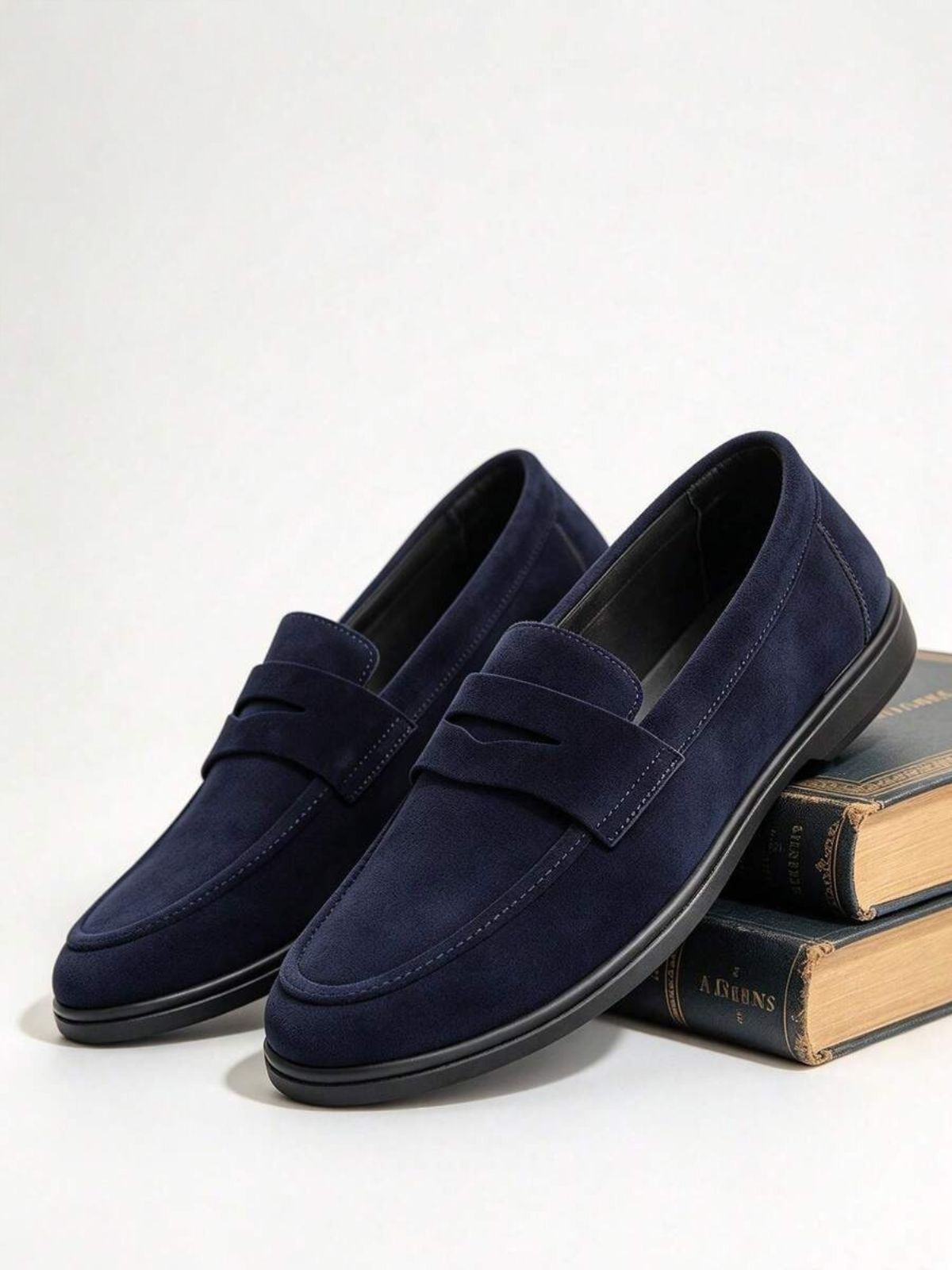Men's Suede Classic Apron-Toe Penny Loafers