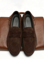 Men's Suede Classic Apron-Toe Penny Loafers