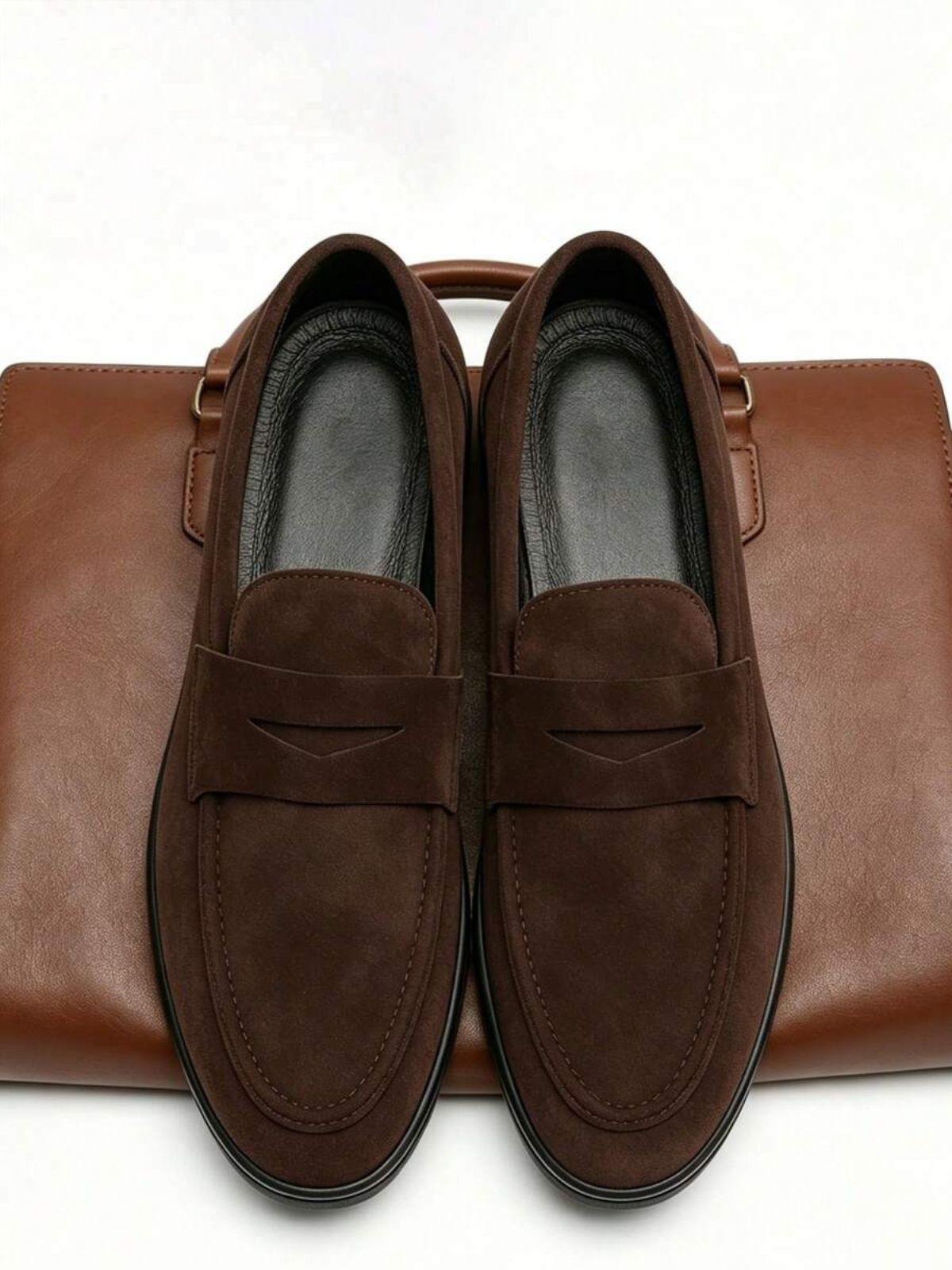 Men's Suede Classic Apron-Toe Penny Loafers