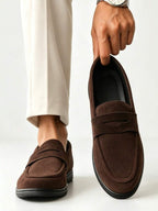 Men's Suede Classic Apron-Toe Penny Loafers