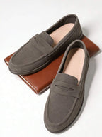 Men's Suede Classic Apron-Toe Penny Loafers