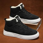 Men's Suede Faux-Fur-Lined High-Top Sneakers