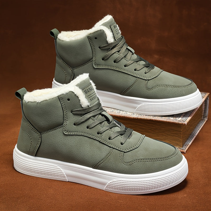 Men's Suede Faux-Fur-Lined High-Top Sneakers