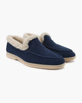 Men's Suede Faux-Fur-Lined Winter Loafers