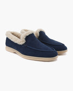 Men's Suede Faux-Fur-Lined Winter Loafers