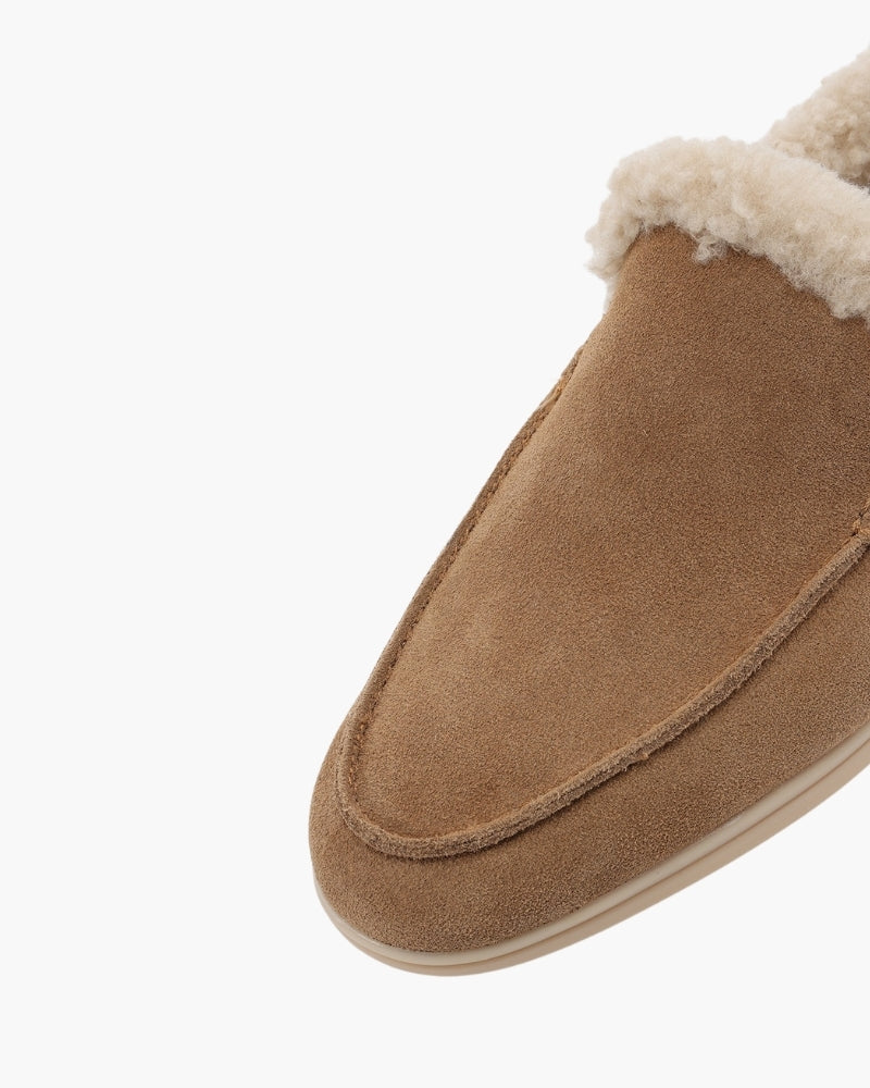 Men's Suede Faux-Fur-Lined Winter Loafers