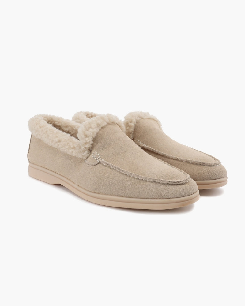 Men's Suede Faux-Fur-Lined Winter Loafers