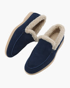 Men's Suede Faux-Fur-Lined Winter Loafers