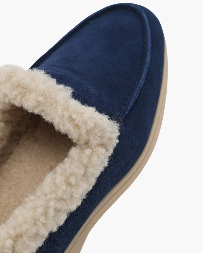 Men's Suede Faux-Fur-Lined Winter Loafers