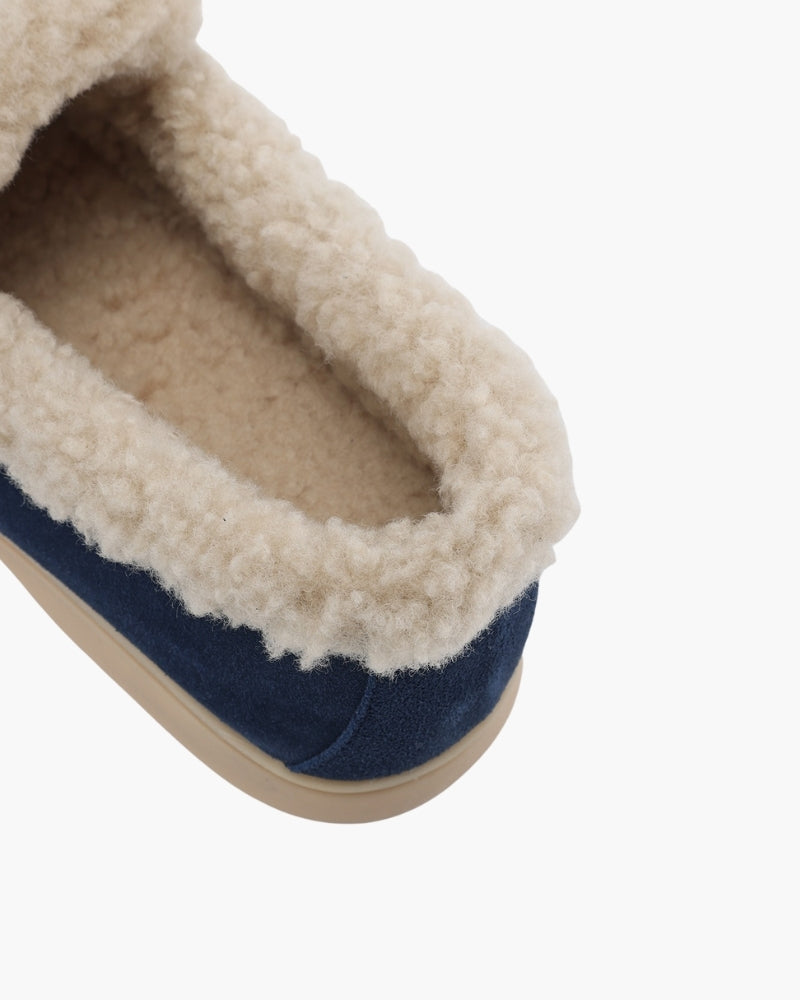 Men's Suede Faux-Fur-Lined Winter Loafers