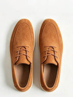 Men's Suede Apron-Toe Lace-Up Loafers